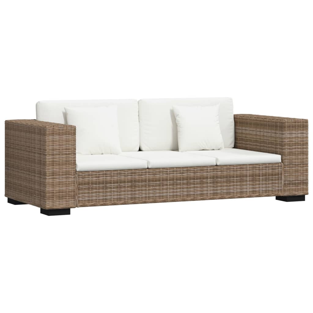 Conjunto sofás de 2 + 3 lugares, vime genuíno - Image 4