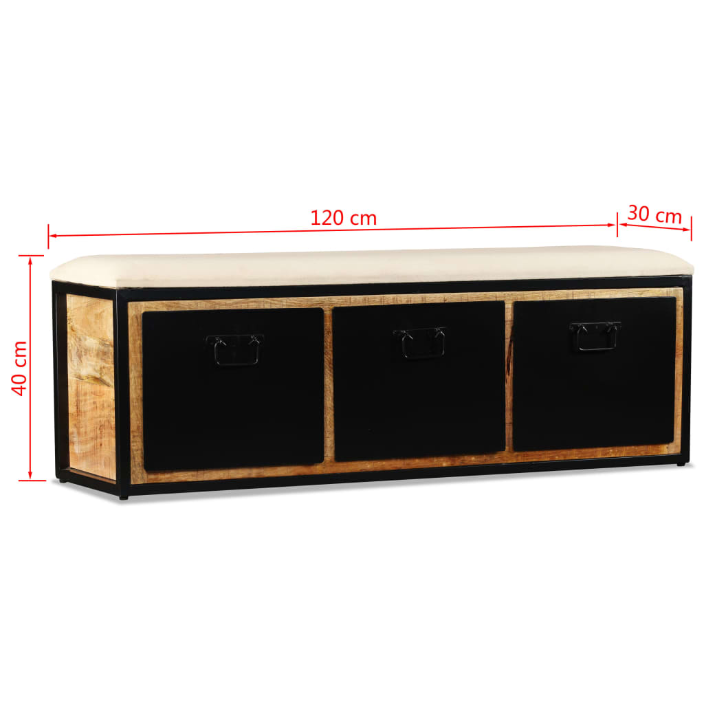 Banco armazenamento com 3 gavetas mangueira maciça 120x30x40cm - Image 11