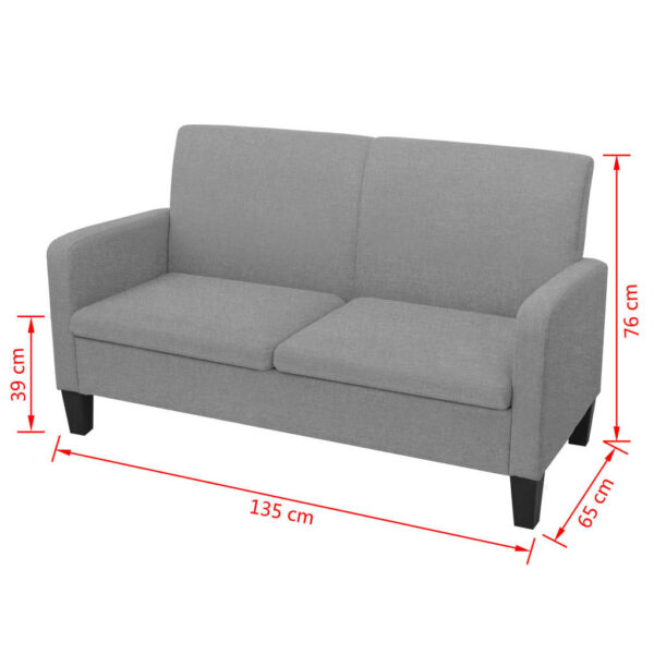 Sofá de 2 lugares 135x65x76 cm cinzento claro - Image 4
