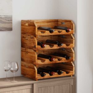 Garrafeiras para 16 garrafas 4 pcs madeira de mogno maciça