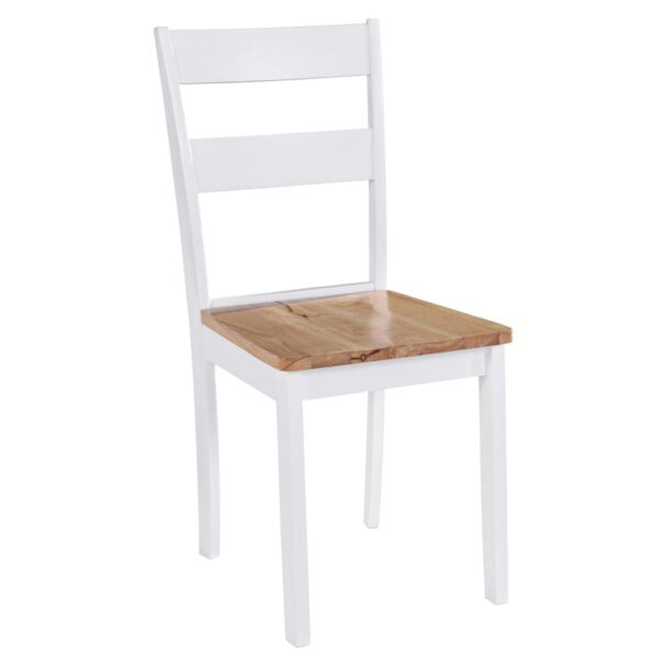 Cadeiras de jantar 2 pcs madeira de seringueira maciça branco - Image 3