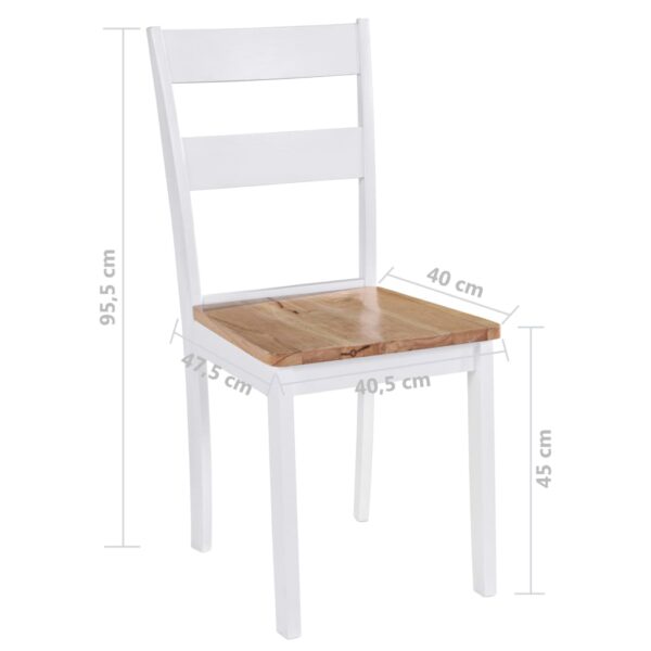 Cadeiras de jantar 2 pcs madeira de seringueira maciça branco - Image 6