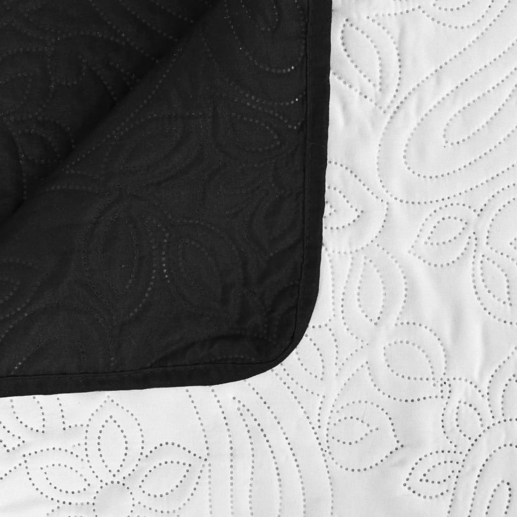 Colcha de dupla face acolchoada 230x260 cm preto e branco - Image 4