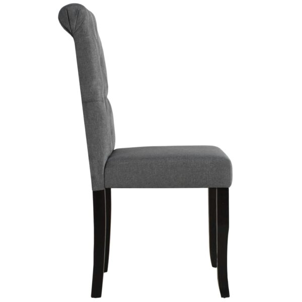 Cadeiras de jantar 4 pcs tecido cinzento-escuro - Image 4