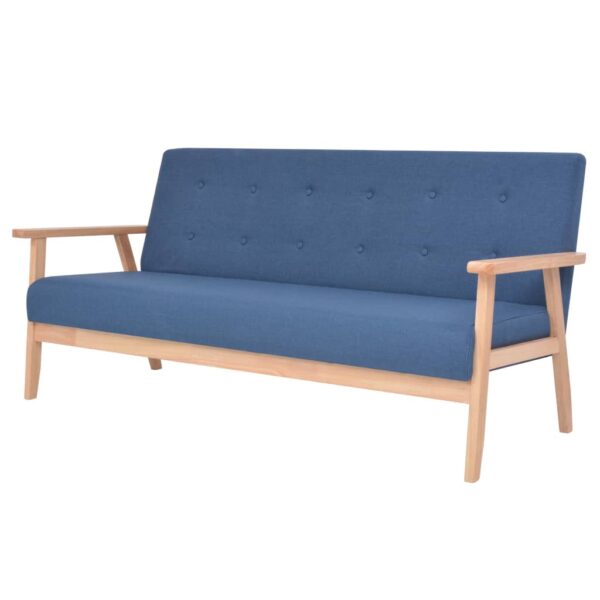 Conjunto de sofás 3 pcs tecido azul - Image 2