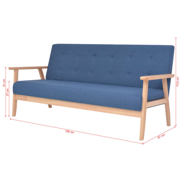 Conjunto de sofás 3 pcs tecido azul - Image 11