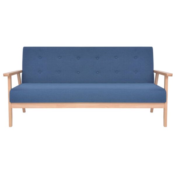 Conjunto de sofás 3 pcs tecido azul - Image 3