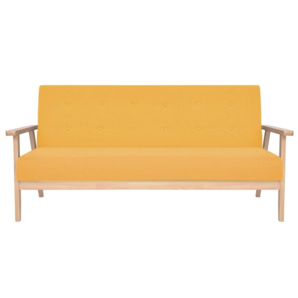 Conjunto de sofás 2 pcs tecido amarelo - Image 3