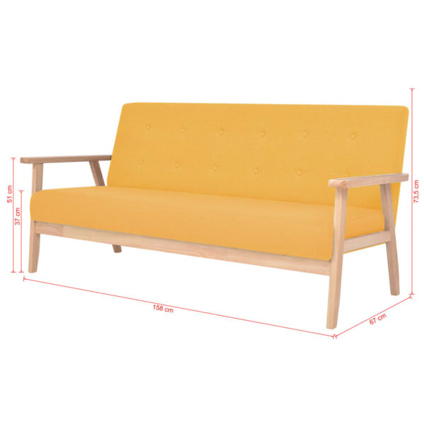 Conjunto de sofás 2 pcs tecido amarelo - Image 8