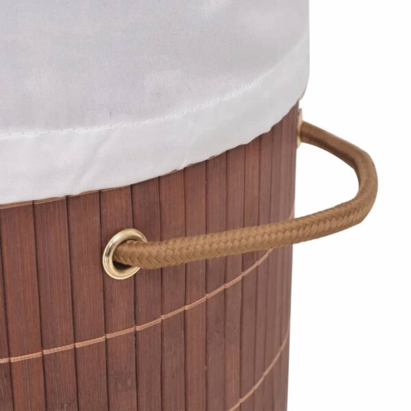 Cesto oval para roupa suja bambu castanho - Image 4