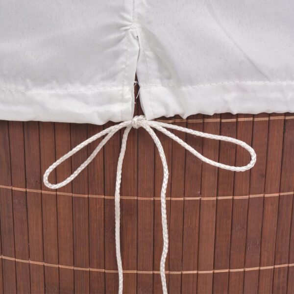 Cesto oval para roupa suja bambu castanho - Image 6