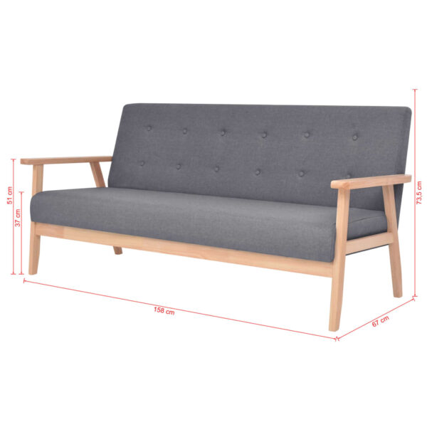 Conjunto de sofás 2 pcs tecido cinzento escuro - Image 9