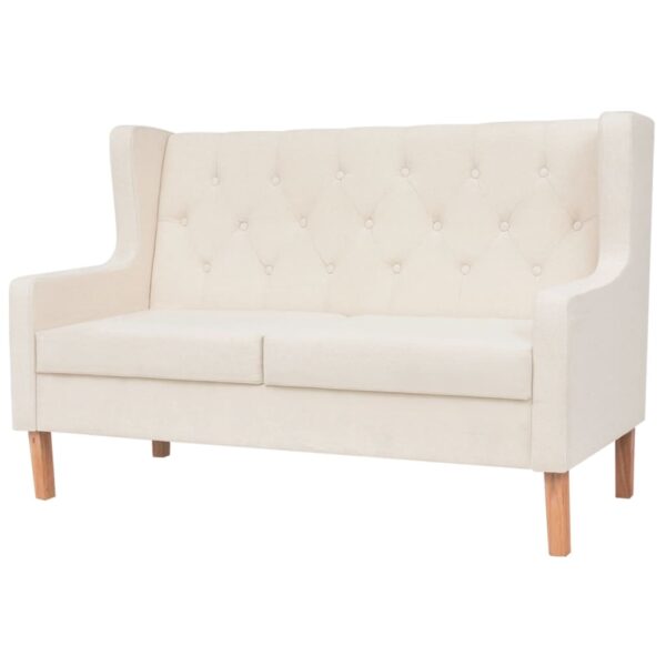 Conjunto de sofás 2 pcs tecido branco nata - Image 2