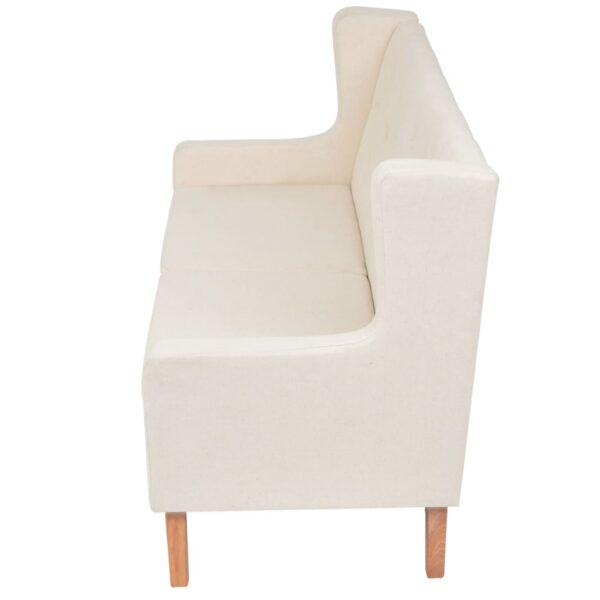 Conjunto de sofás 2 pcs tecido branco nata - Image 4