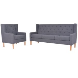 Conjunto de sofás 2 pcs tecido cinzento