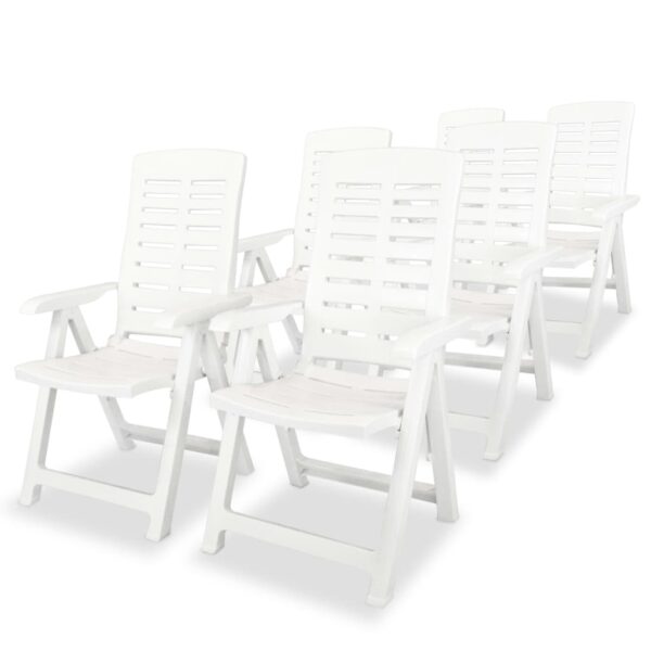 Cadeiras de jardim reclináveis 6 pcs plástico branco