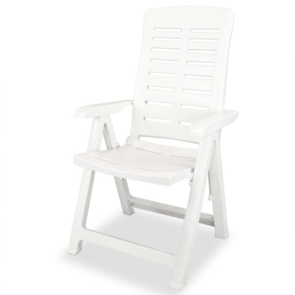 Cadeiras de jardim reclináveis 6 pcs plástico branco - Image 3