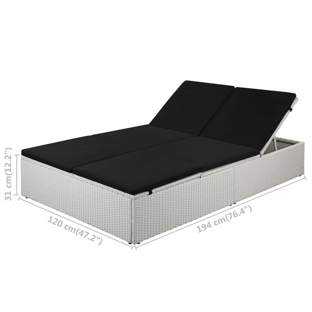 Espreguiçadeira com almofadão vime PE preto - Image 4