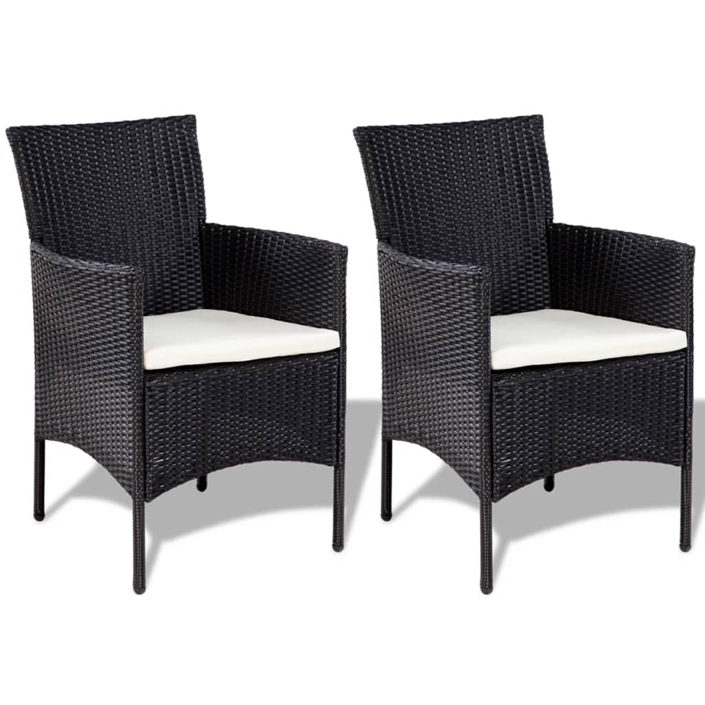 4 pcs conjunto lounge de jardim c/ almofadões vime PE preto - Image 2