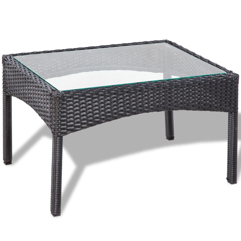 4 pcs conjunto lounge de jardim c/ almofadões vime PE preto - Image 6