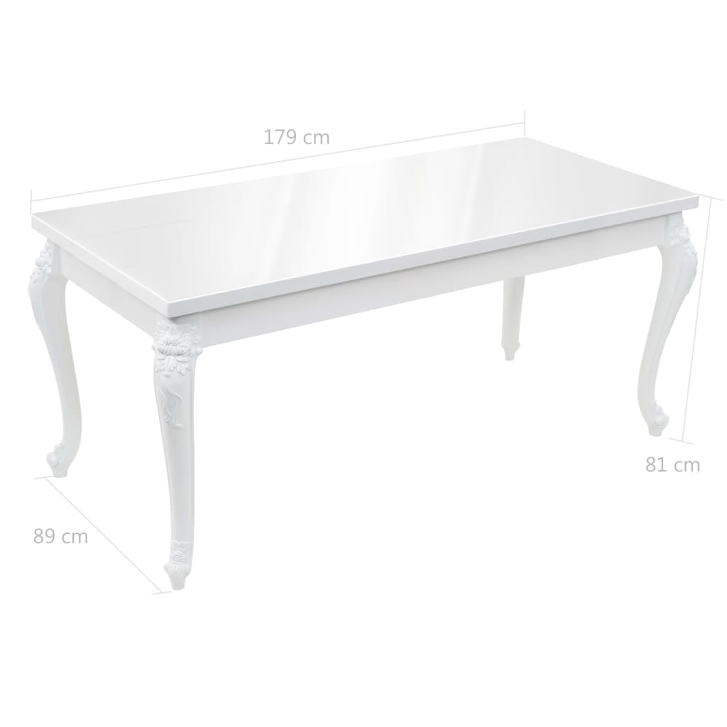Mesa de jantar 179x89x81 cm branco brilhante - Image 9