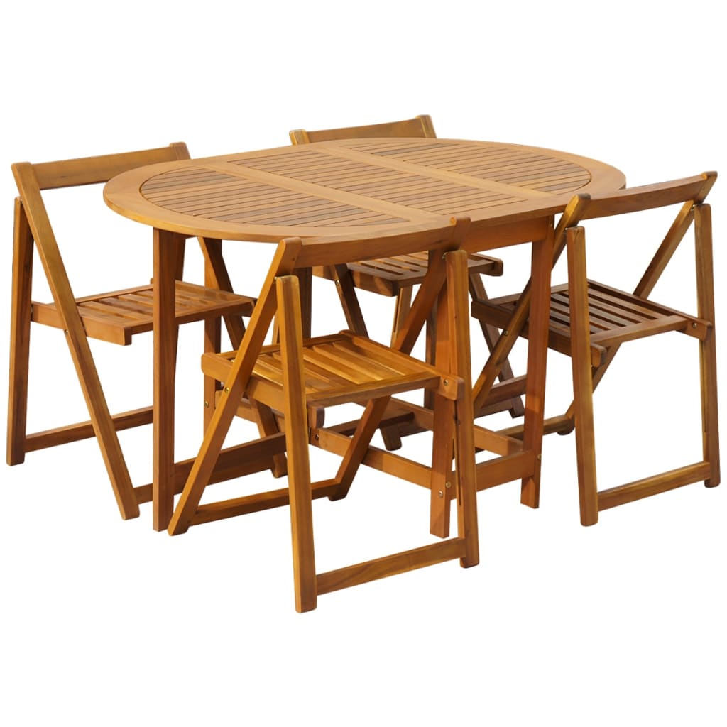 Conjunto de jantar dobrável p/ exterior 5 pcs acácia maciça - Image 2