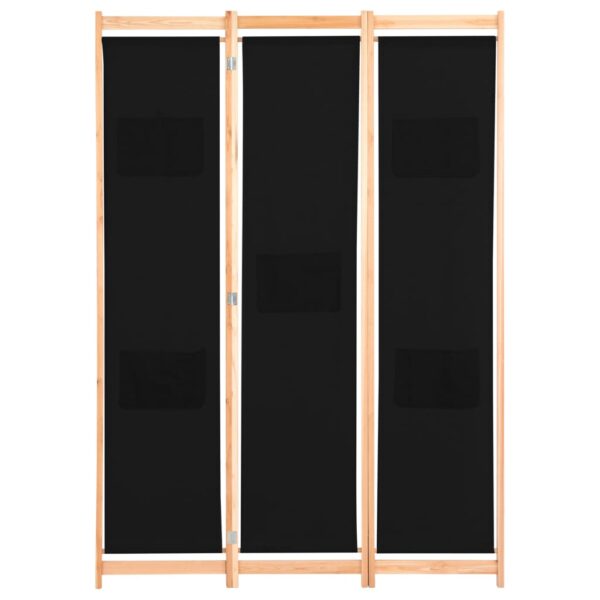 Divisória de quarto com 3 painéis 120x170x4 cm tecido preto - Image 2