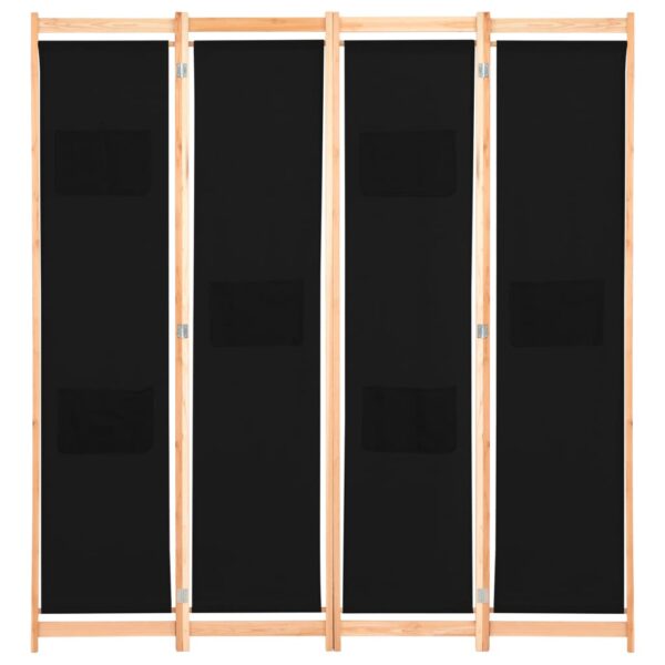 Divisória de quarto com 4 painéis 160x170x4 cm tecido preto - Image 2