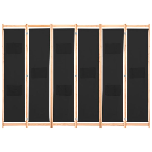 Divisória de quarto com 6 painéis 240x170x4 cm tecido preto - Image 2