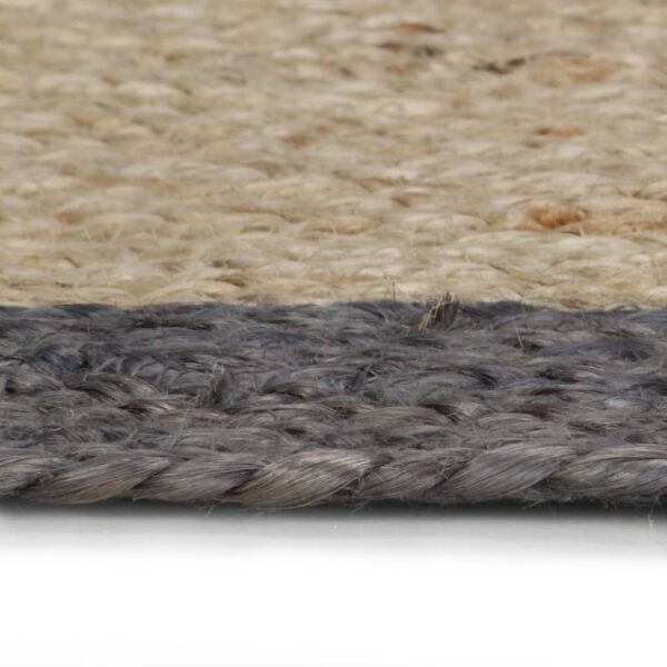 Tapete artesanal em juta com rebordo cinzento escuro 90 cm - Image 3