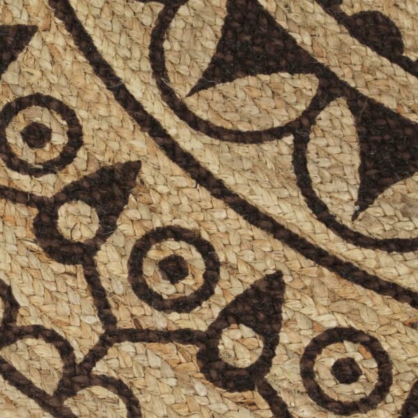 Tapete artesanal em juta com impressão a castanho escuro 150 cm - Image 4