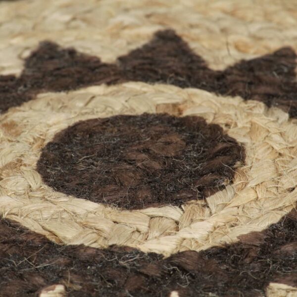 Tapete artesanal em juta com impressão a castanho escuro 150 cm - Image 5