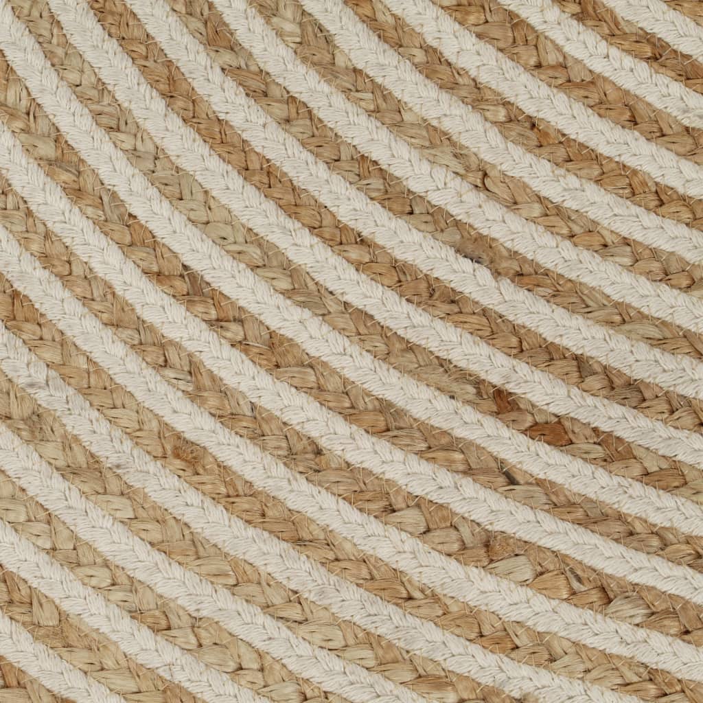 Tapete artesanal em juta com design em espiral branco 90 cm - Image 5
