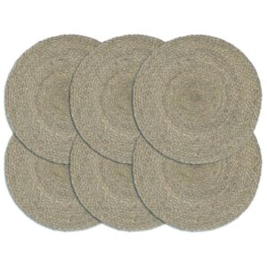 Individuais de mesa 6 pcs juta liso 38 cm redondo cinzento
