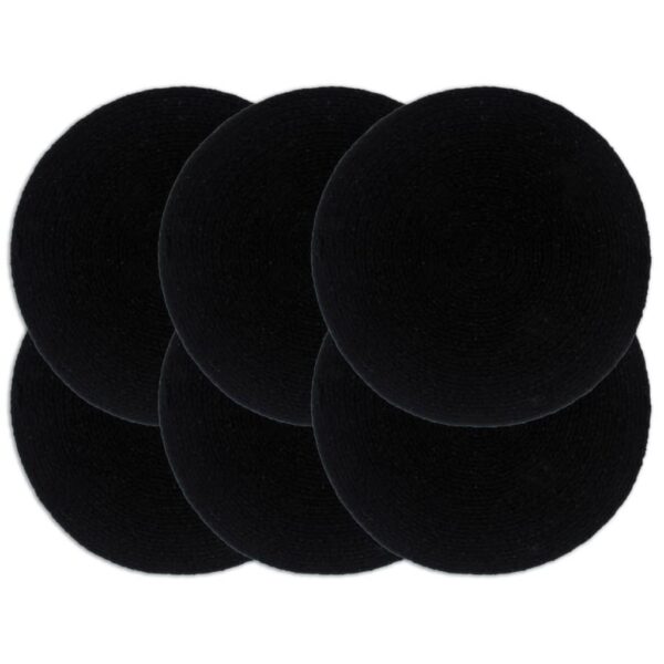 Individuais de mesa 6 pcs em algodão liso 38 cm redondo preto