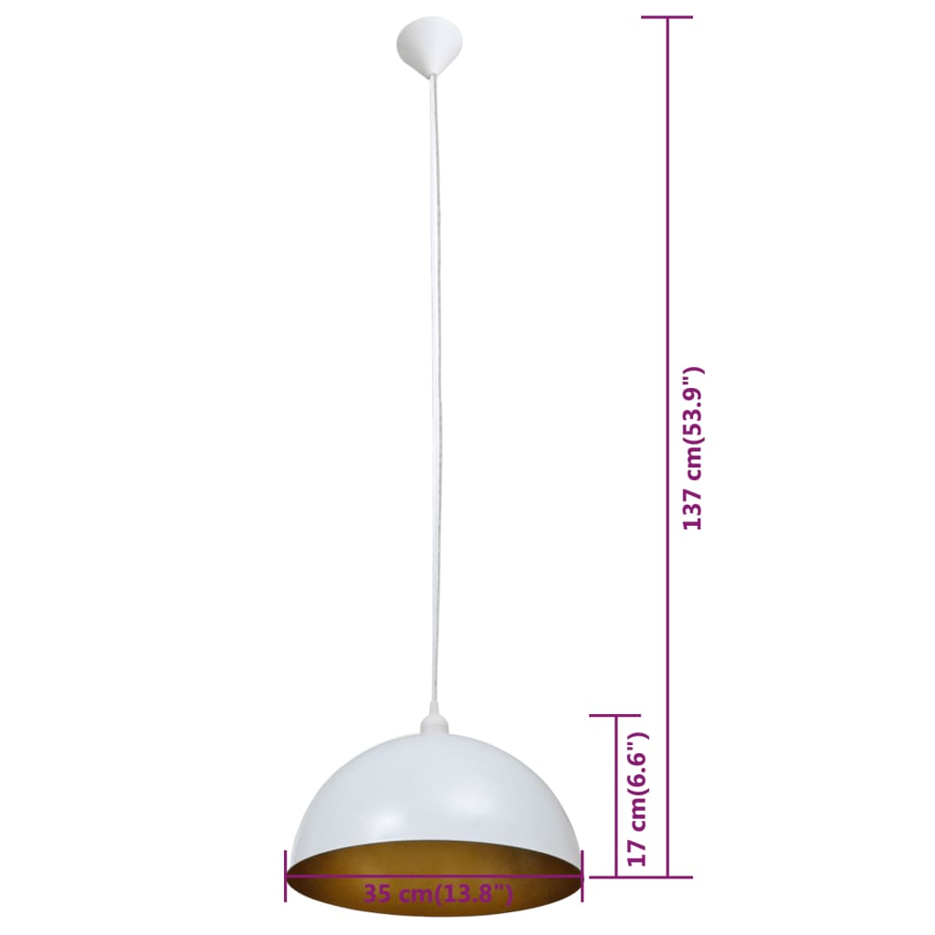 Candeeiros de teto 2 pcs altura ajustável semiesféricos branco - Image 8