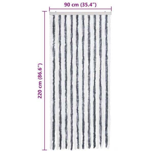 Cortina anti-insetos 90x220 cm chenille cinzento e branco - Image 6