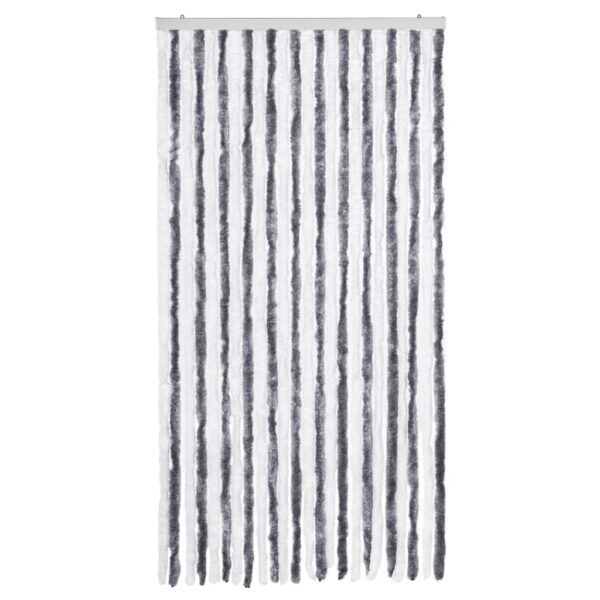 Cortina anti-insetos 100x220 cm chenille cinzento e branco - Image 2