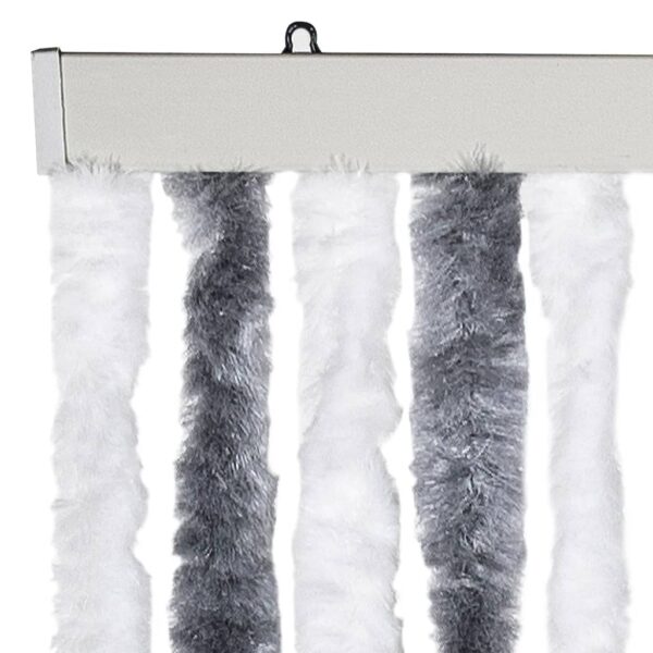 Cortina anti-insetos 100x220 cm chenille cinzento e branco - Image 3