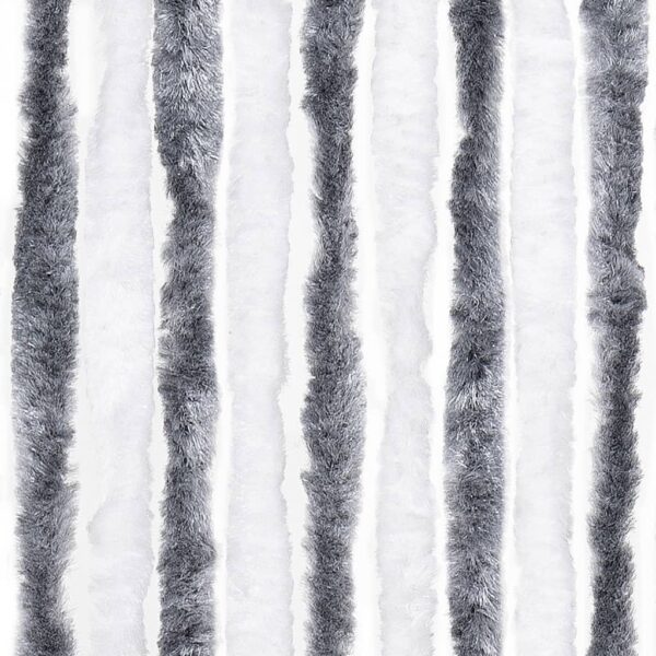 Cortina anti-insetos 100x220 cm chenille cinzento e branco - Image 5