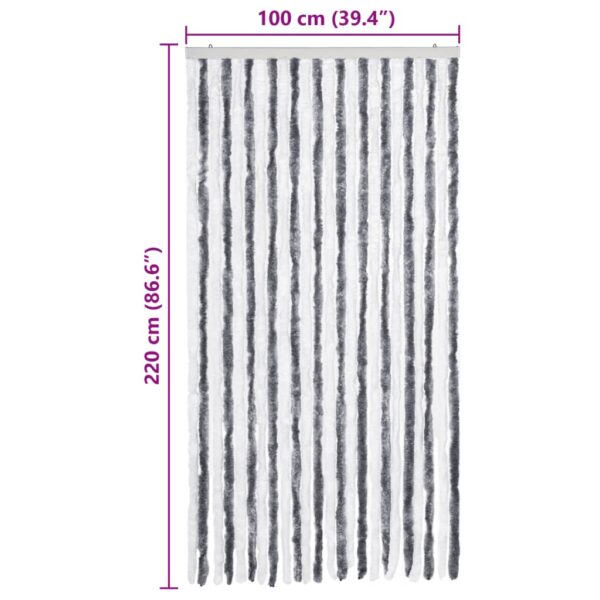Cortina anti-insetos 100x220 cm chenille cinzento e branco - Image 6