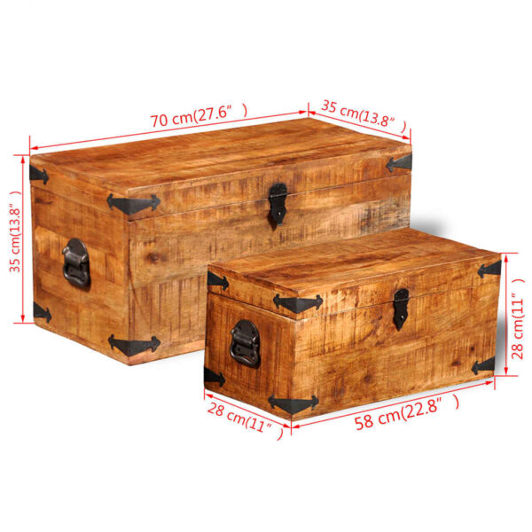 Conjunto de 2 cofres armazenamento de madeira de mango - Image 8