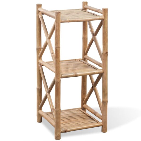Estante de bambu quadrada com 3 prateleiras