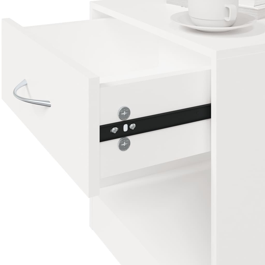 Mesa de cabeceira 2 pcs gaveta branca - Image 9
