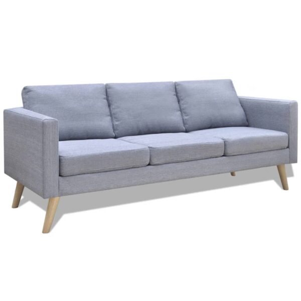 Conjunto de sofás de 2 lugares e 3 lugares tecido cinza claro - Image 5