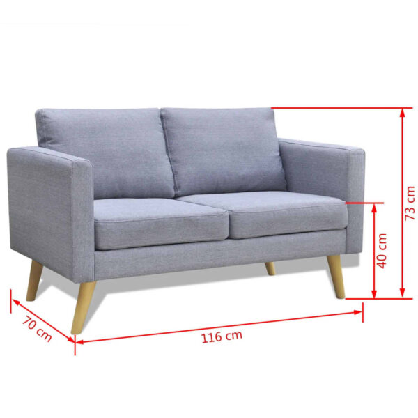 Conjunto de sofás de 2 lugares e 3 lugares tecido cinza claro - Image 9