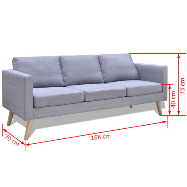 Conjunto de sofás de 2 lugares e 3 lugares tecido cinza claro - Image 10