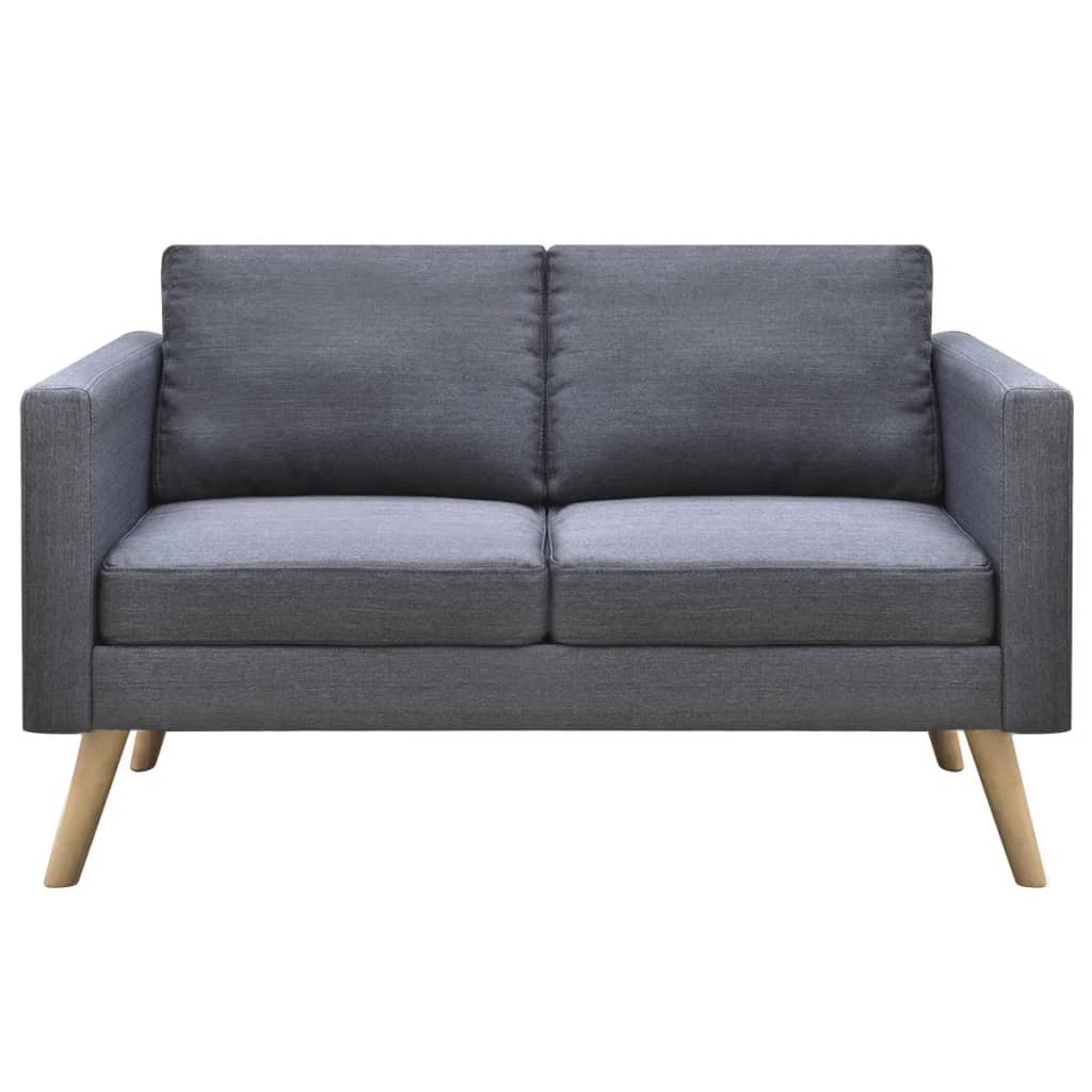 Conjunto de sofás de 2 lugares e 3 lugares tecido cinza escuro - Image 2