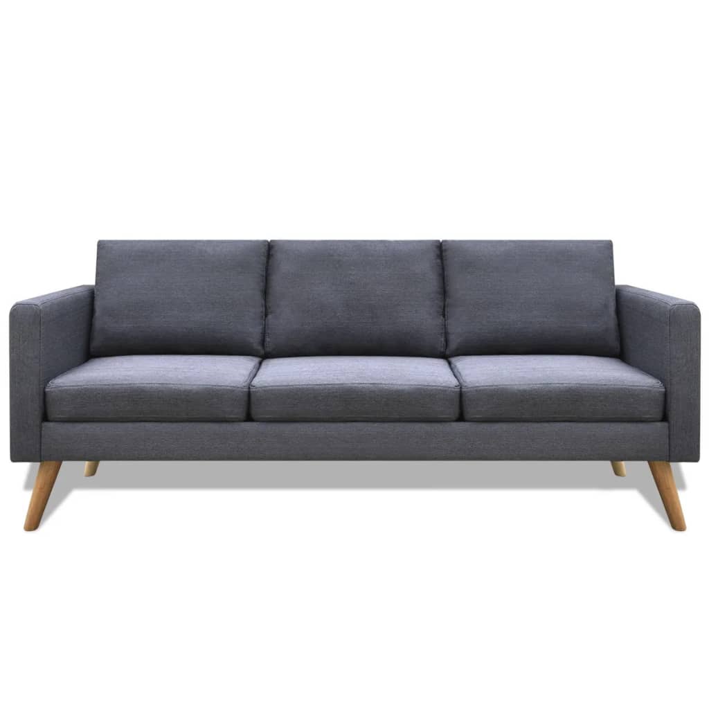 Conjunto de sofás de 2 lugares e 3 lugares tecido cinza escuro - Image 6