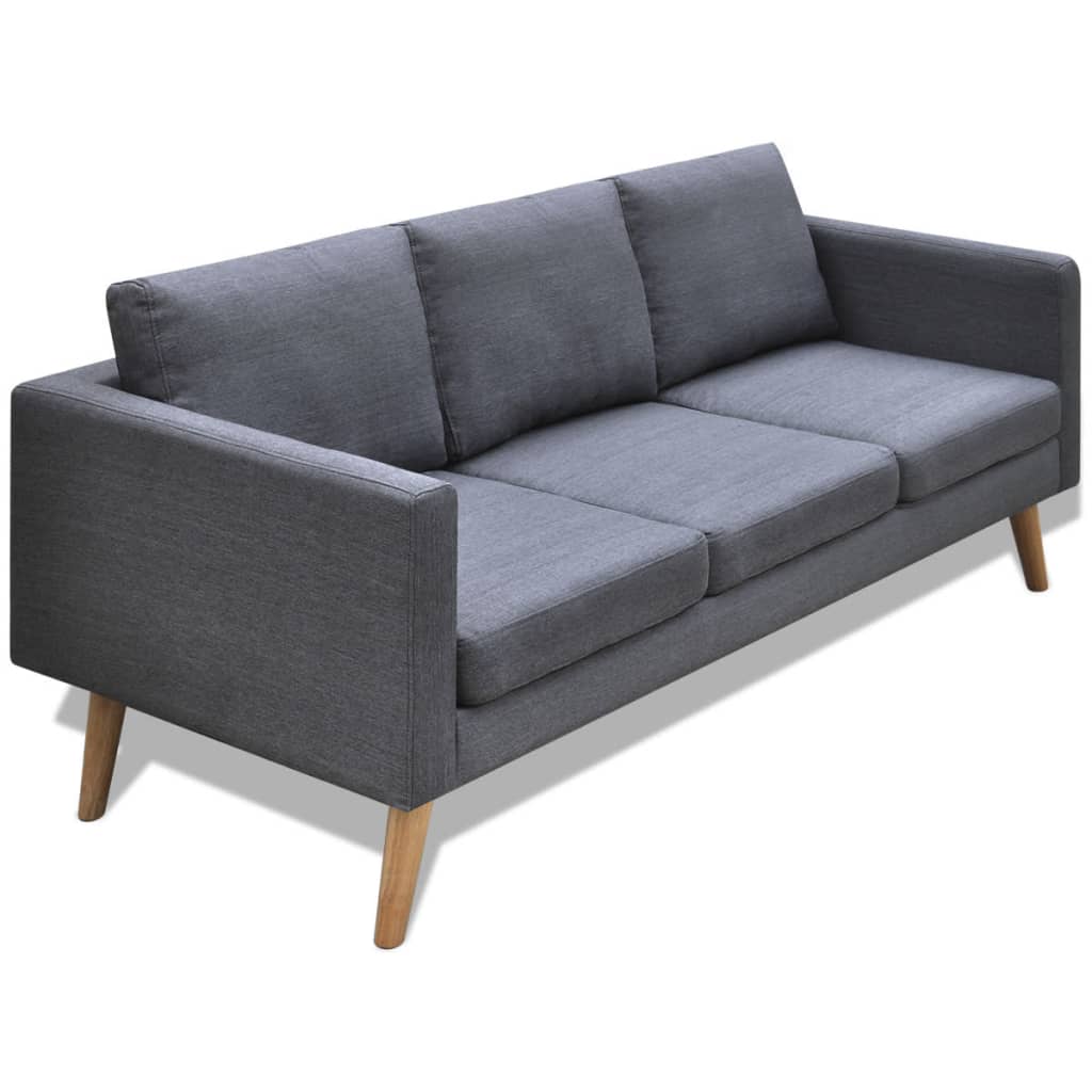 Conjunto de sofás de 2 lugares e 3 lugares tecido cinza escuro - Image 7